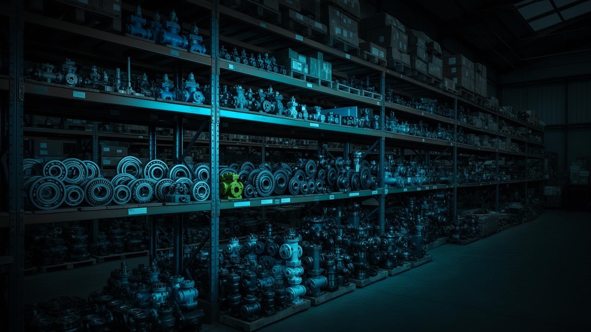 Estoque industrial premium com componentes mecânicos e elétricos